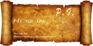 Pétyi Ida névjegykártya
